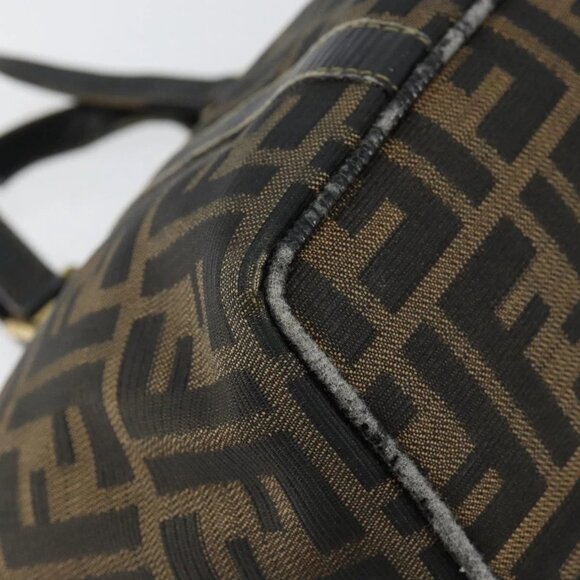 FENDI Zucca Canvas Hand Bag Brown Black gold Auth 146809 - Picture 5 of 16